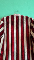 Vintage 1970s Burgundy And Ivory Striped Velvet Robe Coat