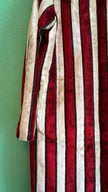 Vintage 1970s Burgundy And Ivory Striped Velvet Robe Coat