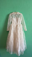Vintage 1950s White Lace Bridal Dress With Peter Pan Collar