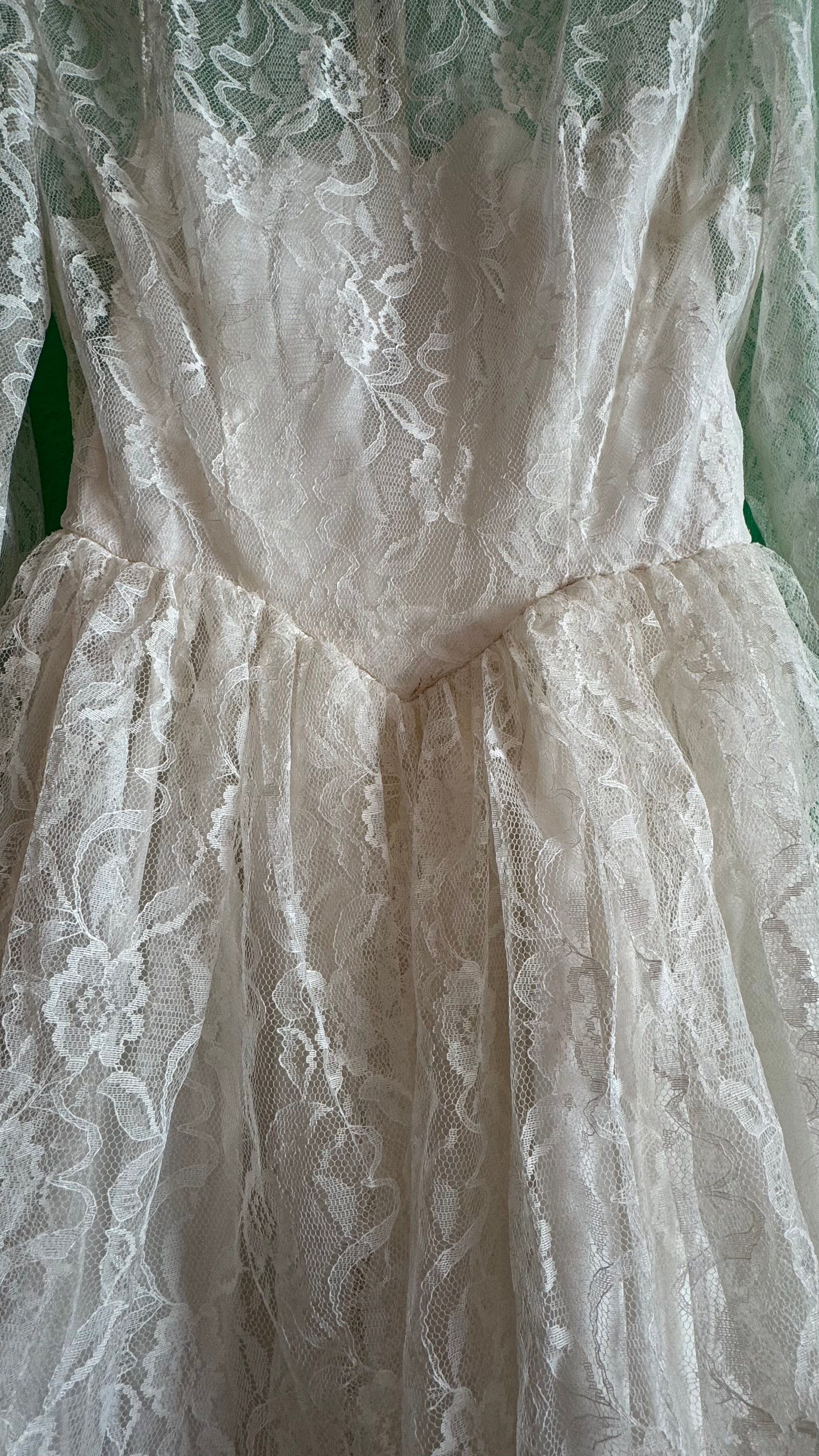 Vintage 1950s White Lace Bridal Dress With Peter Pan Collar