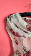 Vintage 1990s Sheer Floral Summer Dress With Draped Collar