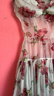 Vintage 1990s Sheer Floral Summer Dress With Draped Collar