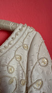 Vintage 1970s Ivory Bridal Dress With Beaded Bodice And Bow Back