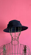 Vintage 1940s Black Straw Hat With Grosgrain Ribbon Bow
