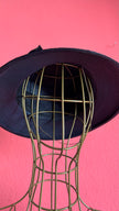 Vintage 1940s Black Straw Hat With Grosgrain Ribbon Bow