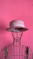 Vintage 1950s Pink Straw Hat With Floral Tassel Detail