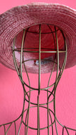 Vintage 1950s Pink Straw Hat With Floral Tassel Detail