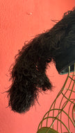 Vintage Estimated 1930s Black Velvet Cloche Hat With Feather Trim