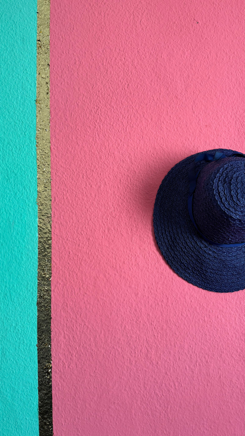Vintage 1950s Navy Blue Straw Hat With Ribbon Bow