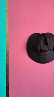 Vintage 1940s Black Straw Sun Hat With Ribbon Bow