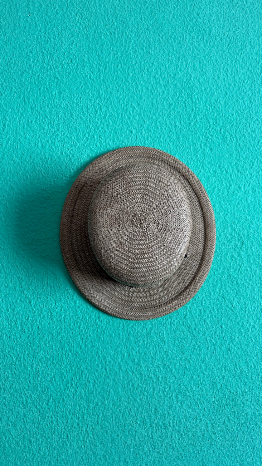 Vintage 1920s Straw Hat With Black Ribbon Trim
