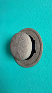 Vintage 1920s Straw Hat With Black Ribbon Trim
