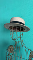 Vintage 1920s Straw Hat With Black Ribbon Trim