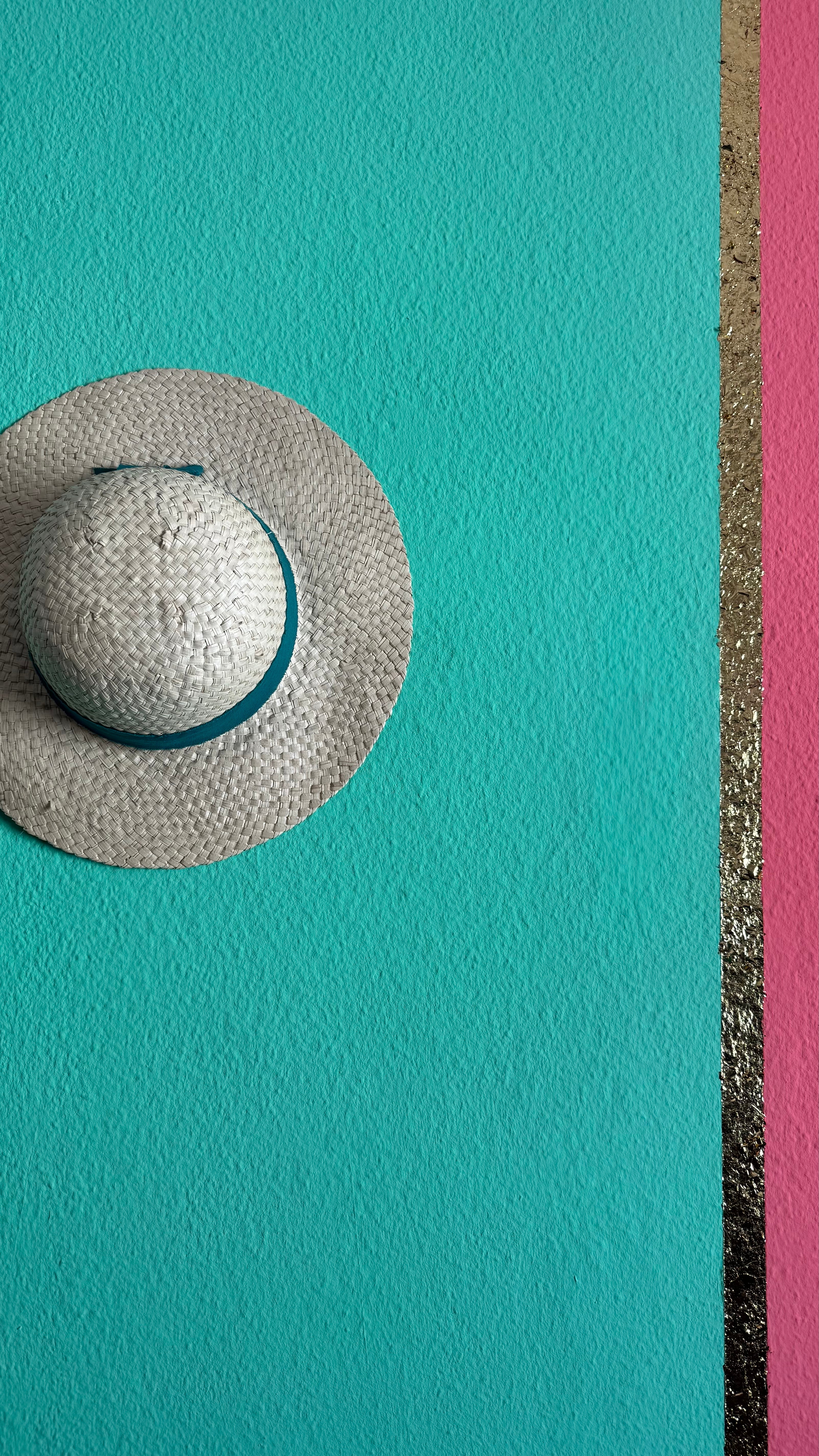 Vintage Estimated 1980s Natural Straw Wide-Brim Hat With Black Ribbon