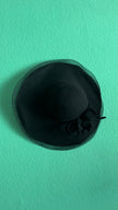 Vintage Estimated 1940s Black Wide-Brim Hat With Floral Appliqué