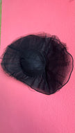 Vintage Estimated 1940s–1950s Black Tulle Wide-Brim Picture Hat