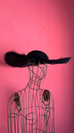 Vintage Estimated 1940s–1950s Black Tulle Wide-Brim Picture Hat