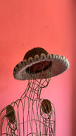 Vintage Estimated 1950s Burgundy Straw Hat With Grey Loop Trim
