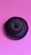Vintage Estimated 1950s Burgundy Straw Hat With Grey Loop Trim