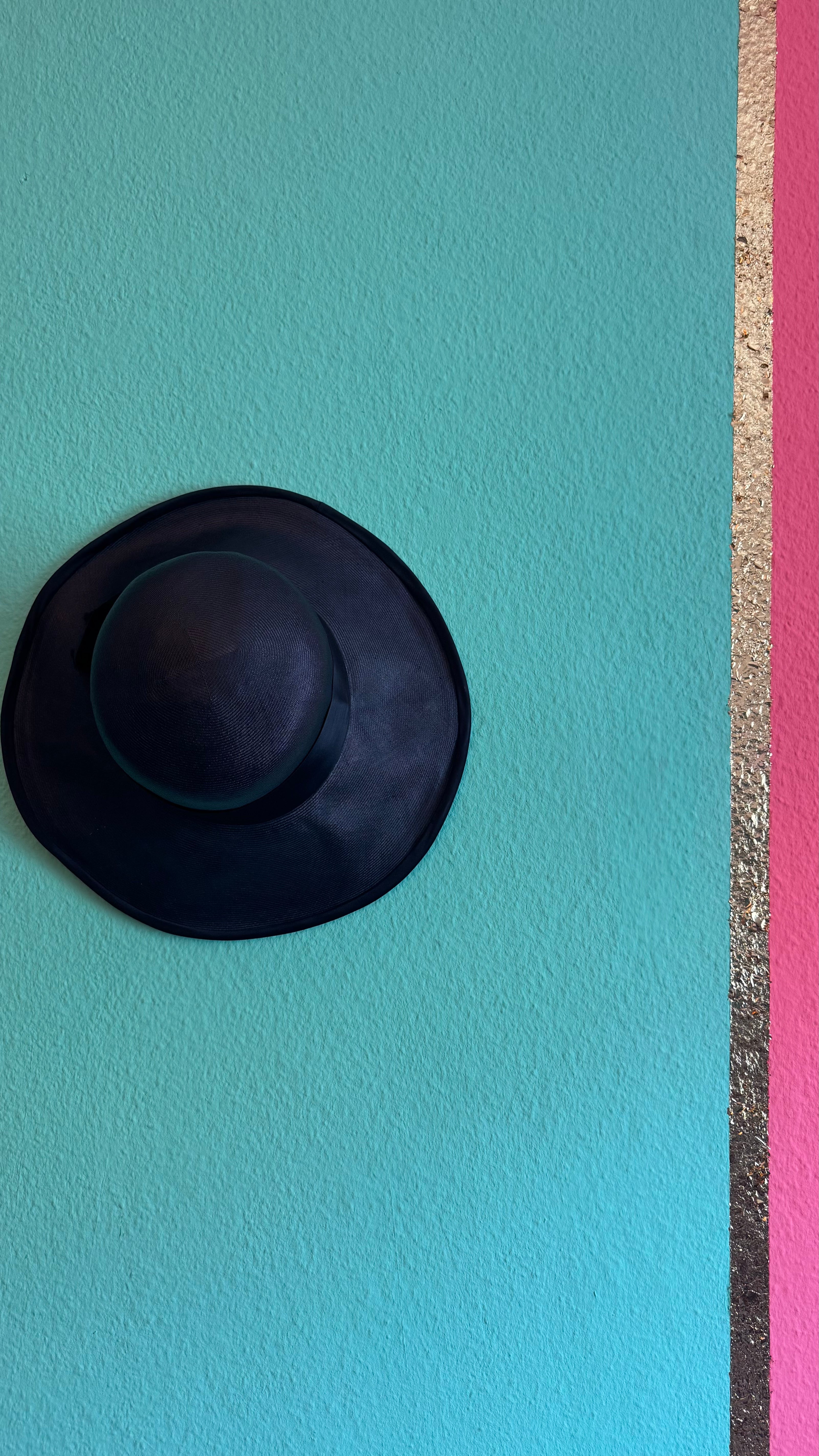 Vintage 1940s Black Sheer Wide Brim Hat With Satin Band