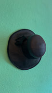 Vintage 1940s Black Sheer Wide Brim Hat With Satin Band