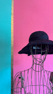 Vintage 1990s Black Woven Wide Brim Hat With Textured Star Detail