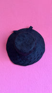 Vintage 1990s Black Woven Wide Brim Hat With Textured Star Detail