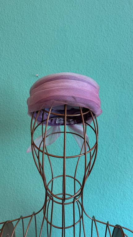 Vintage 1950s Lavender Draped Turban Hat With Bow