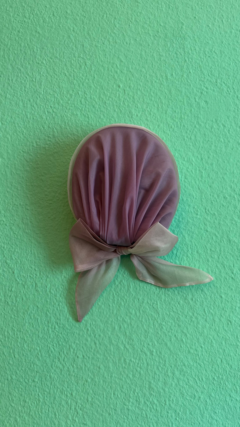 Vintage 1950s Lavender Draped Turban Hat With Bow