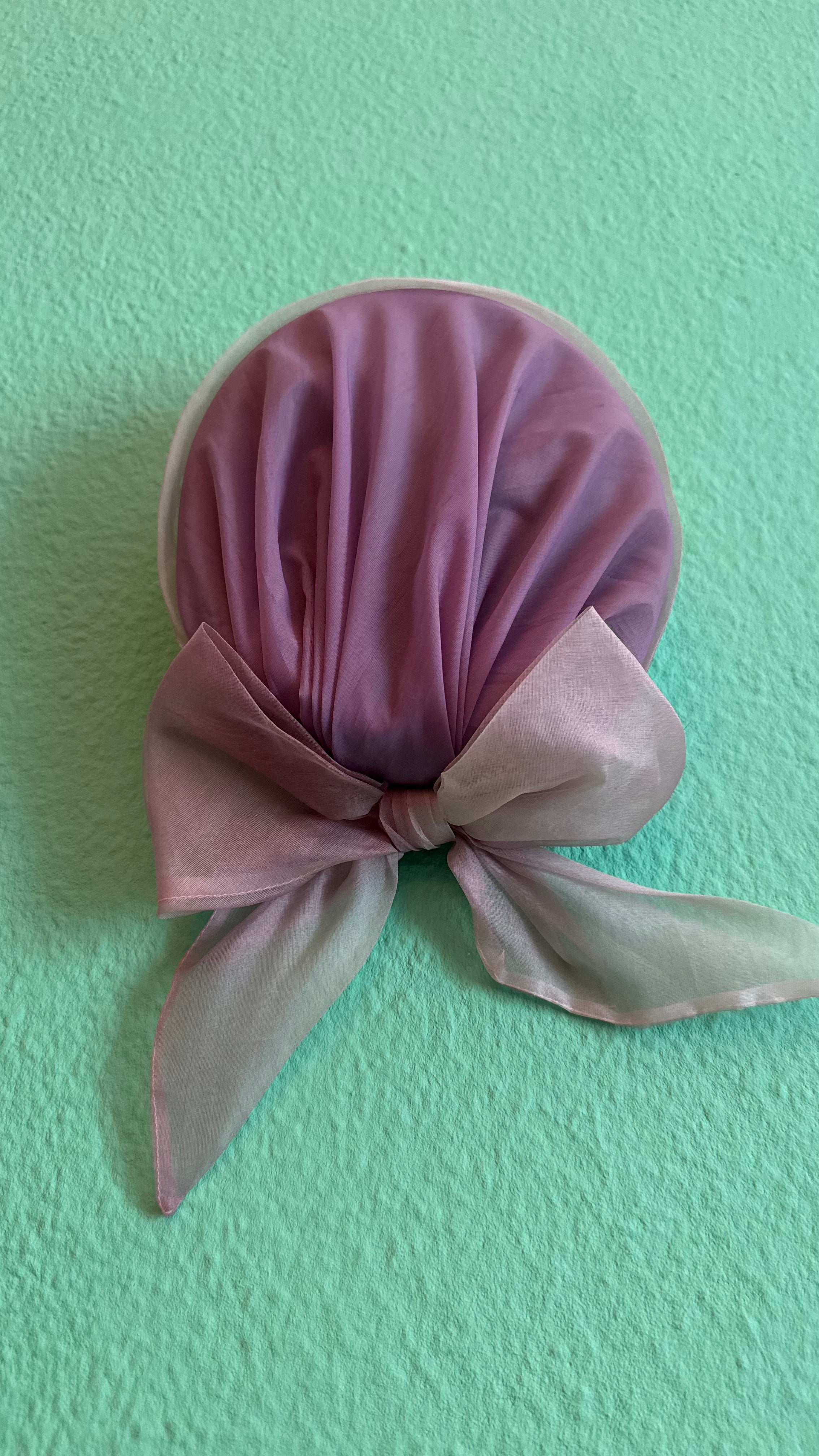 Vintage 1950s Lavender Draped Turban Hat With Bow