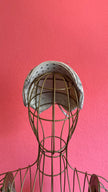 Vintage 1950s Beige Polka Dot Fabric Half Hat With Bow