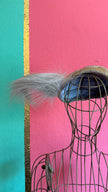Vintage 1940s Natural Straw Tilt Hat With Pale Hair Detail