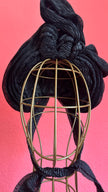 Vintage 1940s Black Pleated Sculptural Turban Hat