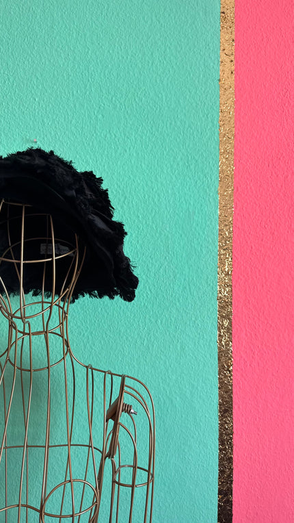 Vintage 1950s Black Textured Wide Brim Occasion Hat