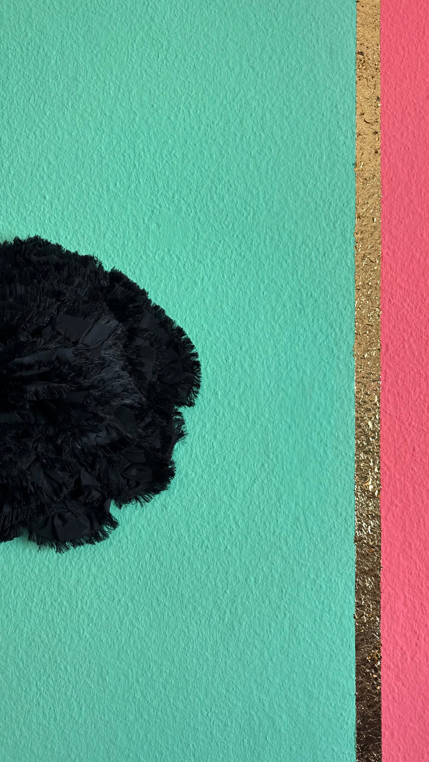 Vintage 1950s Black Textured Wide Brim Occasion Hat