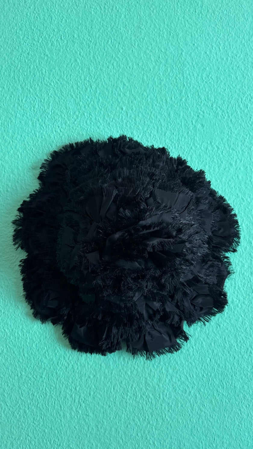 Vintage 1950s Black Textured Wide Brim Occasion Hat
