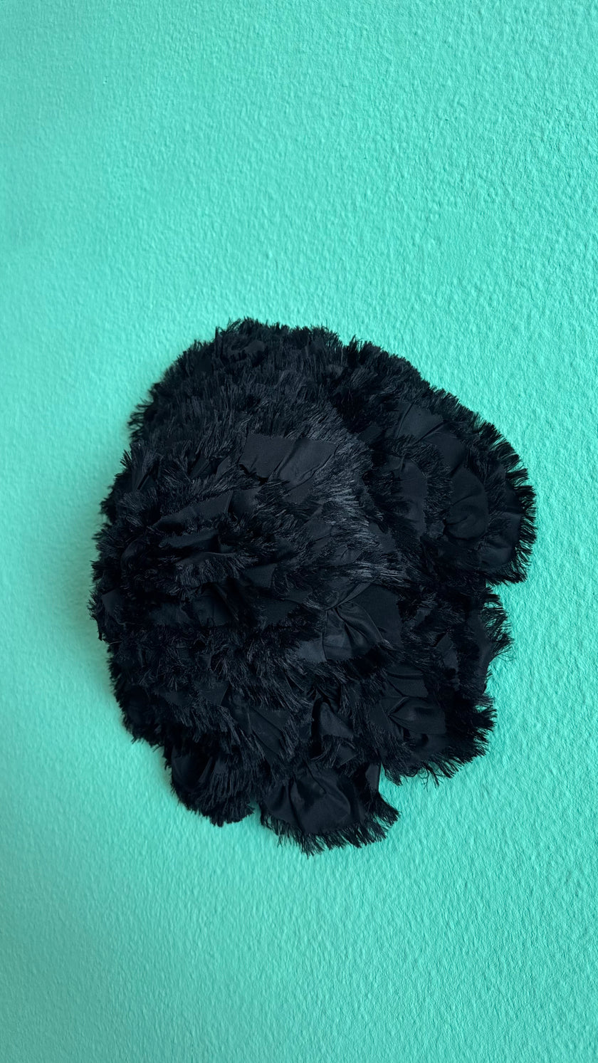 Vintage 1950s Black Textured Wide Brim Occasion Hat