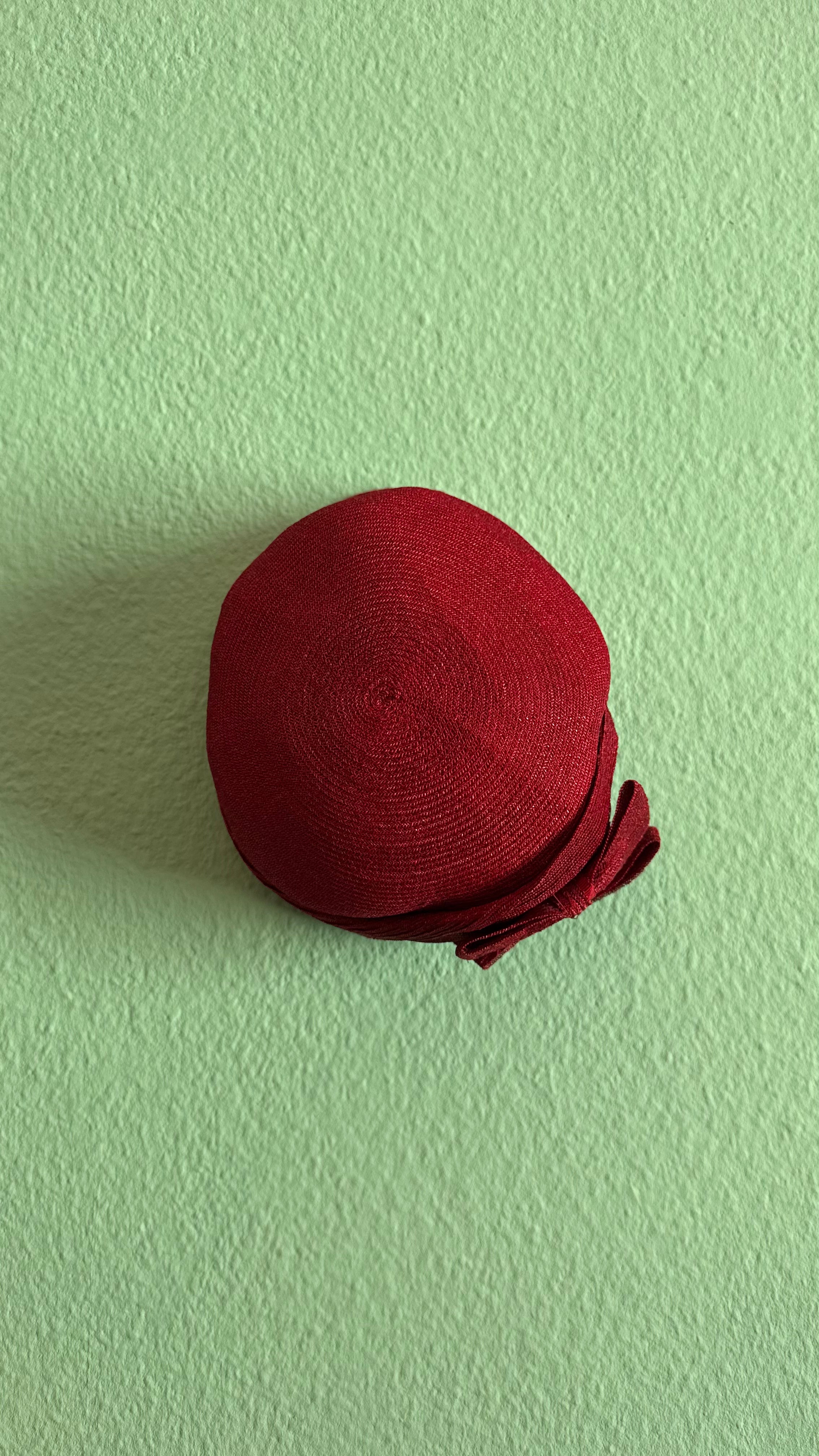 Vintage 1950s Burgundy Woven Bow Turban Hat