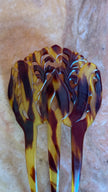 Vintage 1930s Tortoiseshell-Effect Carved Three-Prong Hair Comb