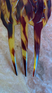 Vintage 1930s Tortoiseshell-Effect Carved Three-Prong Hair Comb