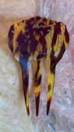 Vintage 1930s Tortoiseshell-Effect Carved Three-Prong Hair Comb