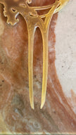 Vintage Early 20th Century Horn Floral Rhinestone Hair Pin