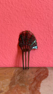 Vintage 1920s Green Rhinestone Fan-Shaped Three-Prong Hair Comb