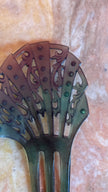 Vintage 1920s Green Rhinestone Fan-Shaped Three-Prong Hair Comb