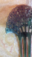 Vintage 1920s Green Rhinestone Fan-Shaped Three-Prong Hair Comb