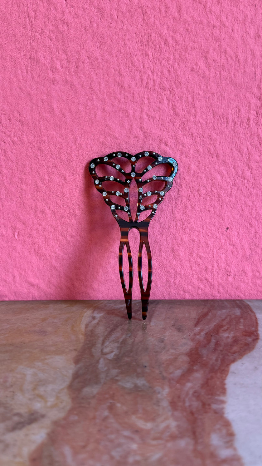 Vintage 1920s French Butterfly Rhinestone Hair Pin