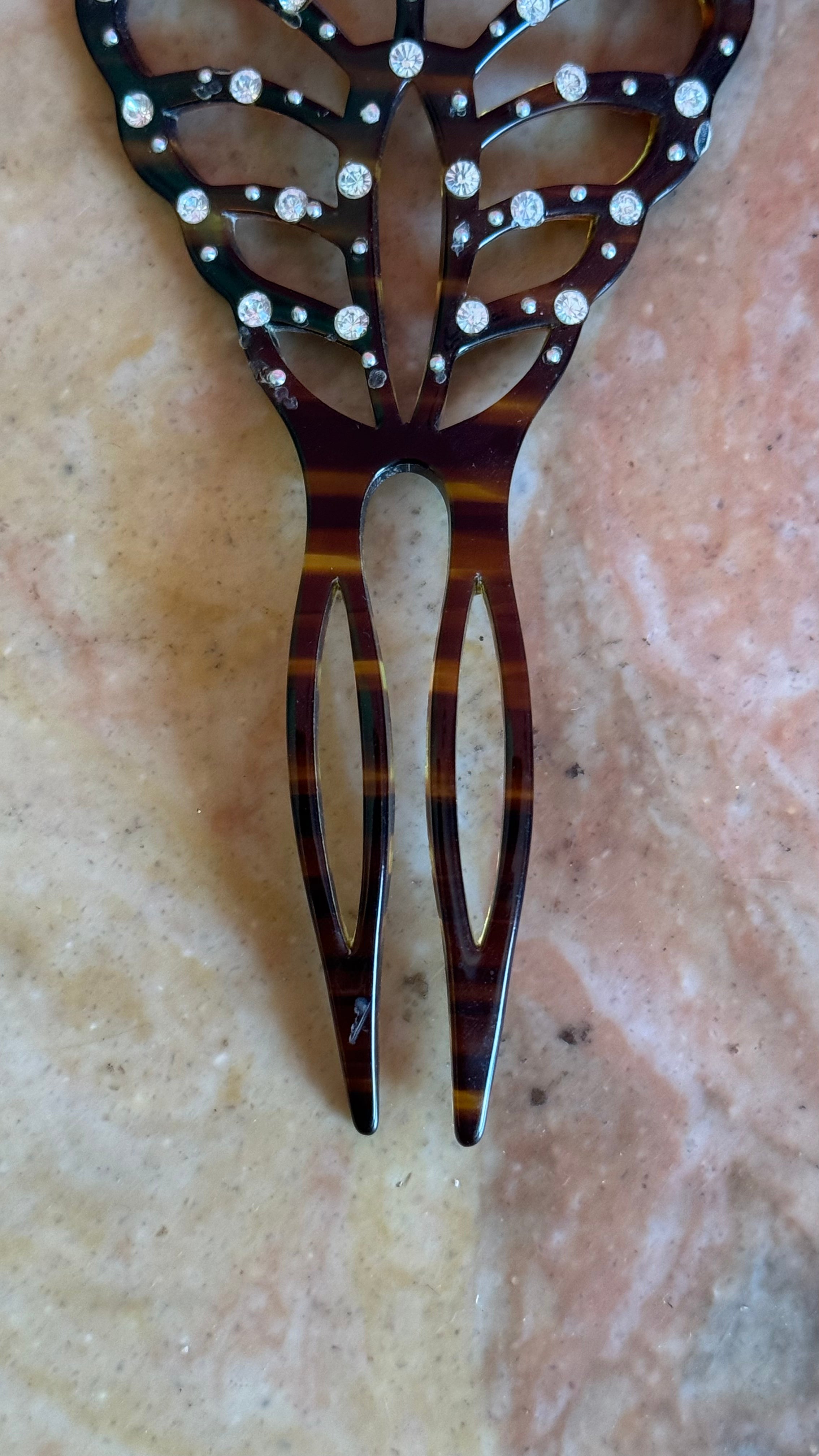 Vintage 1920s French Butterfly Rhinestone Hair Pin