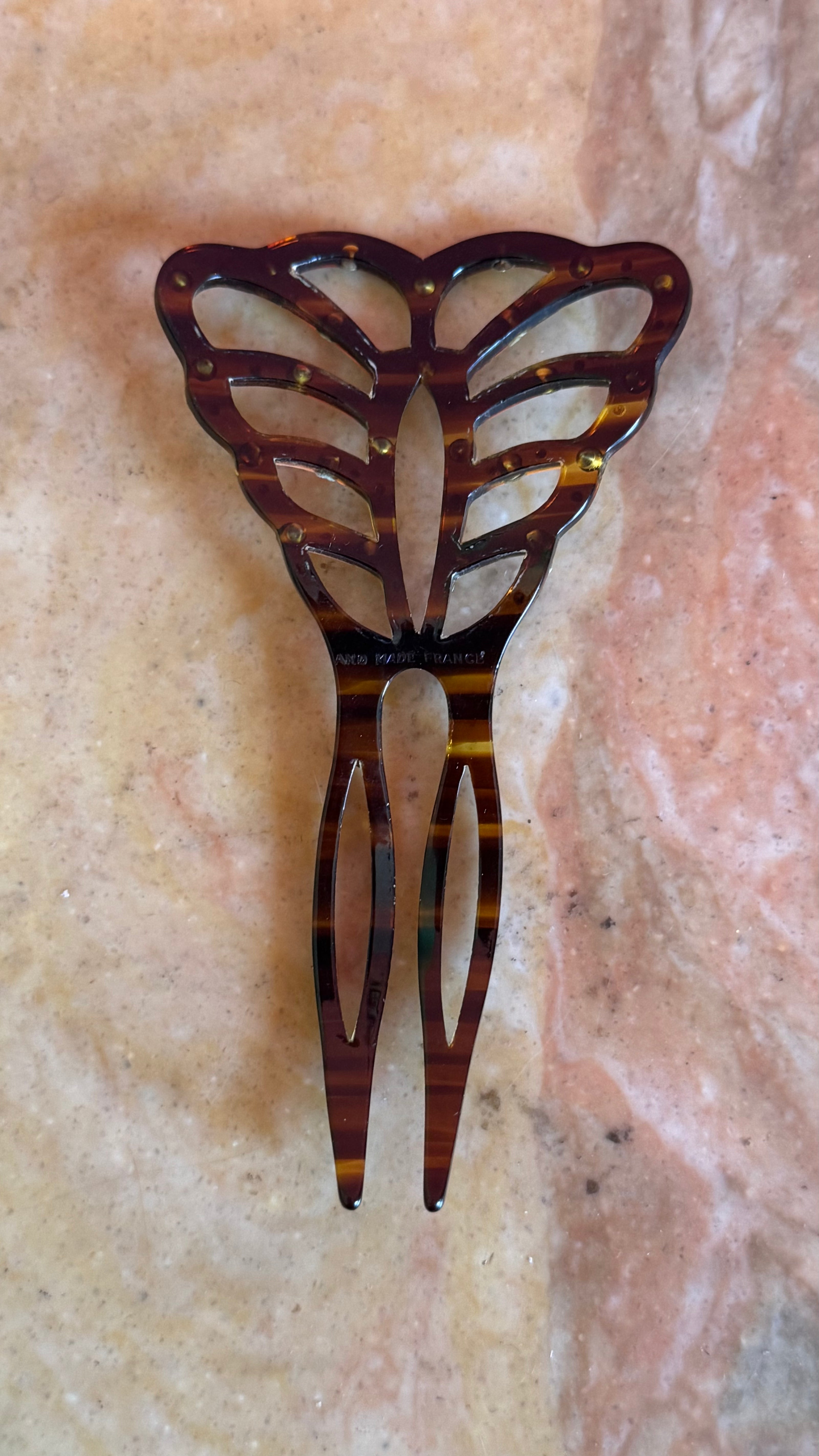 Vintage 1920s French Butterfly Rhinestone Hair Pin