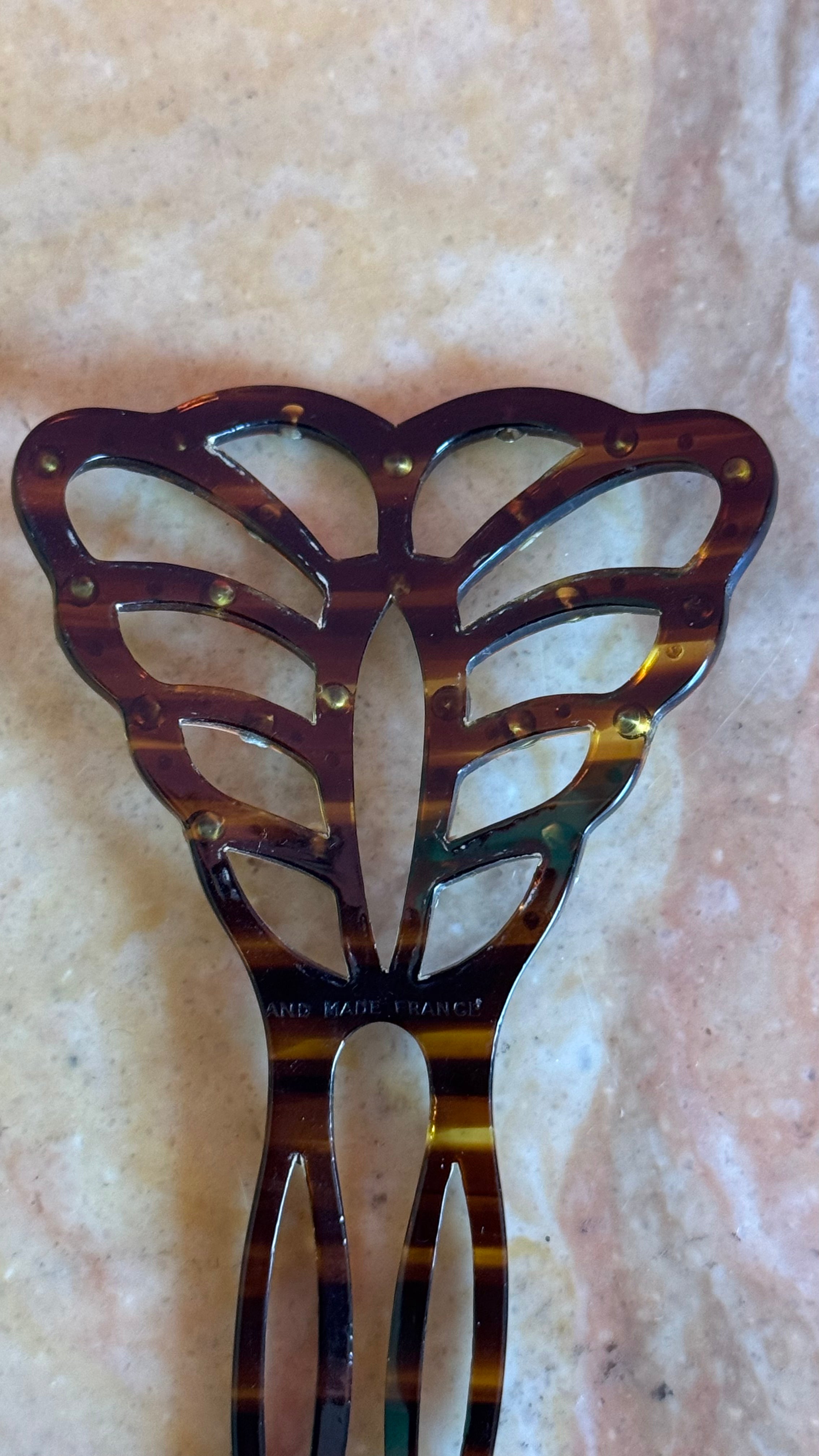 Vintage 1920s French Butterfly Rhinestone Hair Pin