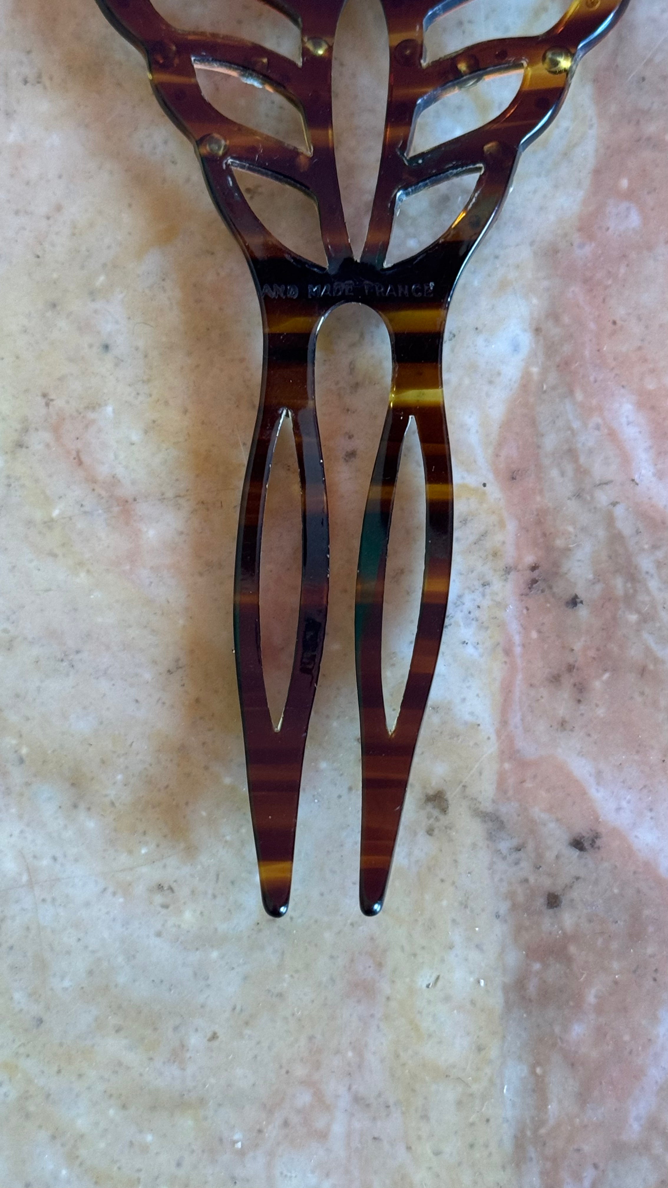 Vintage 1920s French Butterfly Rhinestone Hair Pin